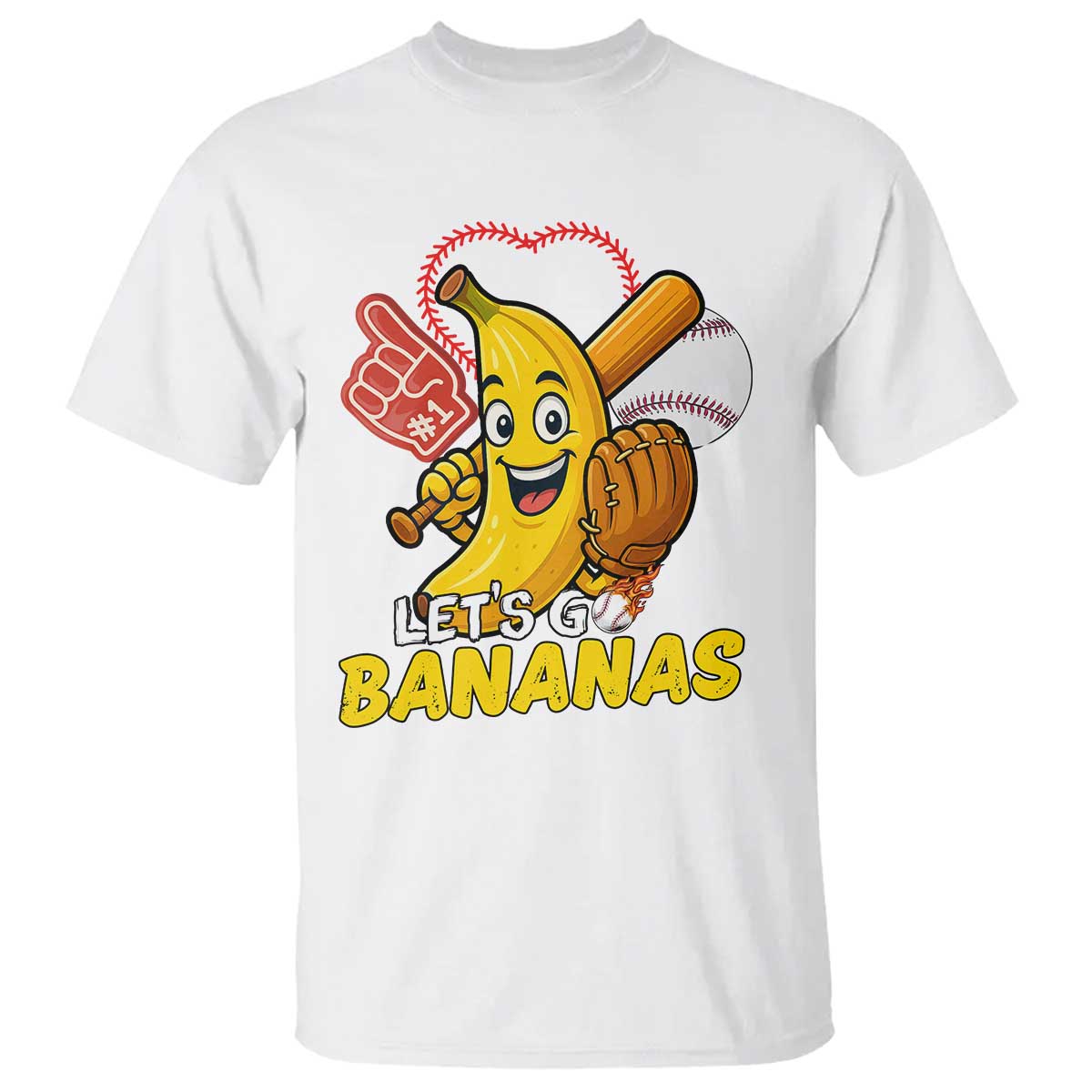 Funny Baseball T Shirt Lets Go Bananas Fruit Sports Lover Gift TS12 White Print Your Wear