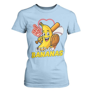 Funny Baseball T Shirt For Women Lets Go Bananas Fruit Sports Lover Gift TS12 Light Blue Print Your Wear