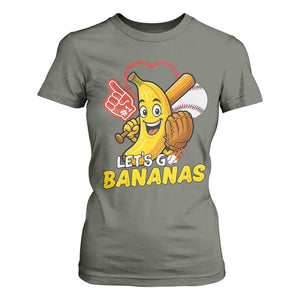 Funny Baseball T Shirt For Women Lets Go Bananas Fruit Sports Lover Gift TS12 Military Green Print Your Wear