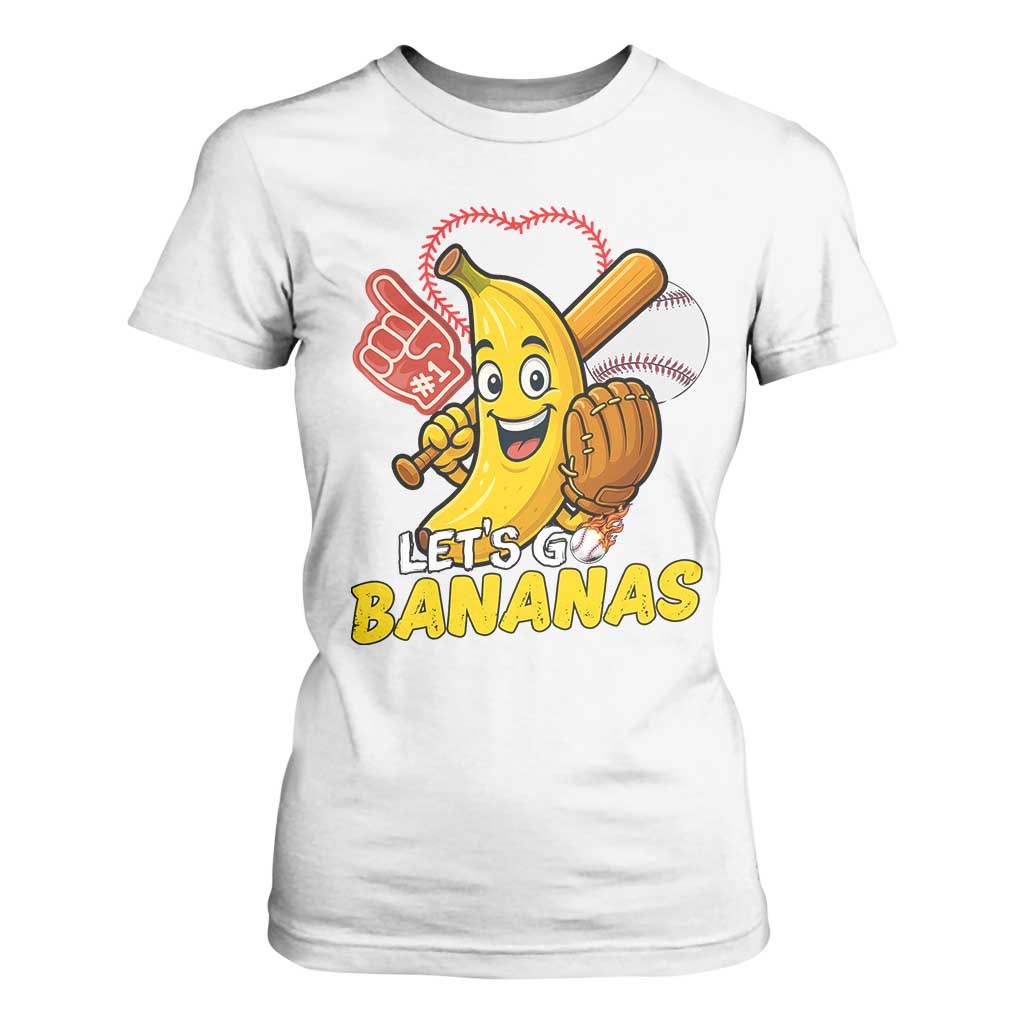 Funny Baseball T Shirt For Women Lets Go Bananas Fruit Sports Lover Gift TS12 White Print Your Wear