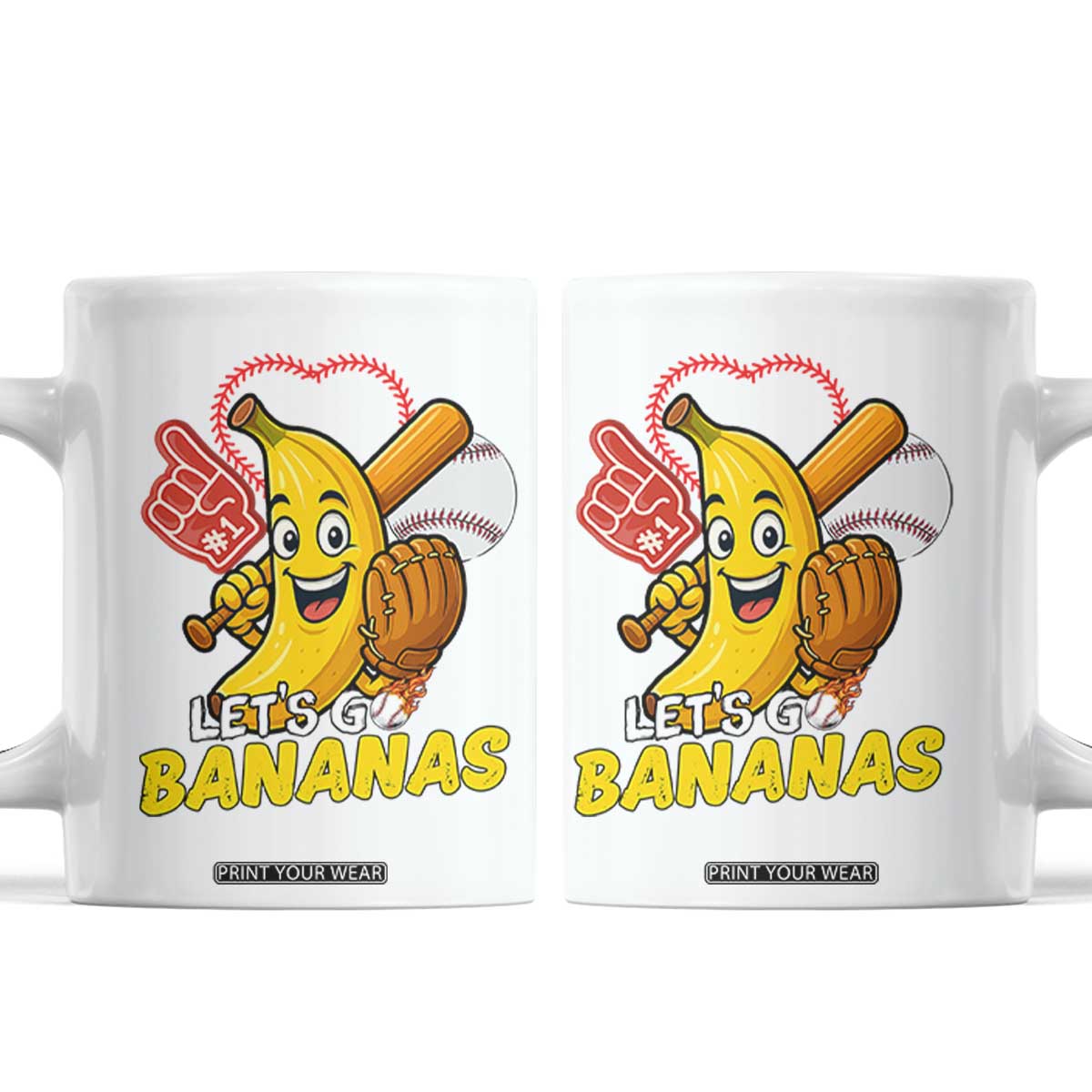 Funny Baseball Coffee Mug Lets Go Bananas Fruit Sports Lover Gift TS12 White Print Your Wear