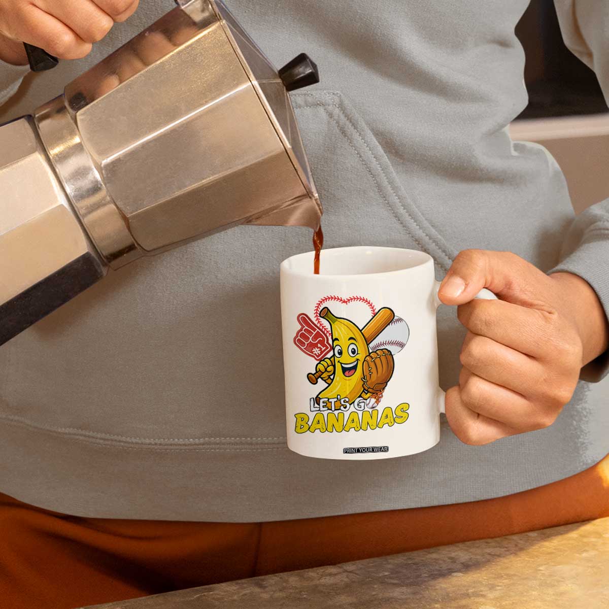 Funny Baseball Coffee Mug Lets Go Bananas Fruit Sports Lover Gift TS12 Print Your Wear