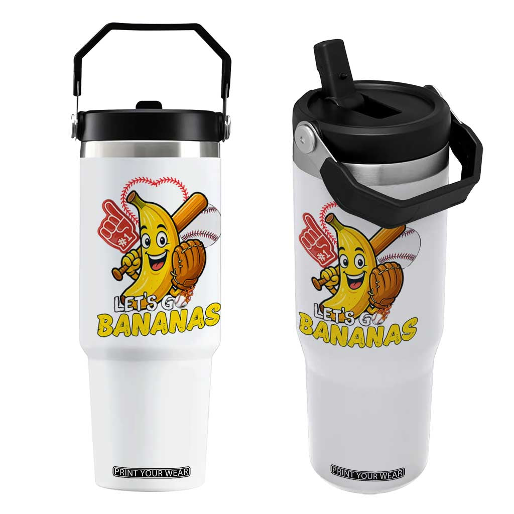 Funny Baseball Flip Straw Tumbler Lets Go Bananas Fruit Sports Lover Gift TS12 One Size: 30 oz White Print Your Wear