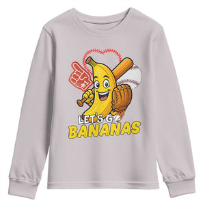 Funny Baseball Youth Sweatshirt Lets Go Bananas Fruit Sports Lover Gift TS12 Ice Gray Print Your Wear