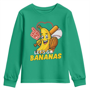 Funny Baseball Youth Sweatshirt Lets Go Bananas Fruit Sports Lover Gift TS12 Irish Green Print Your Wear
