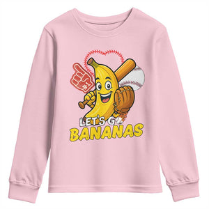 Funny Baseball Youth Sweatshirt Lets Go Bananas Fruit Sports Lover Gift TS12 Light Pink Print Your Wear
