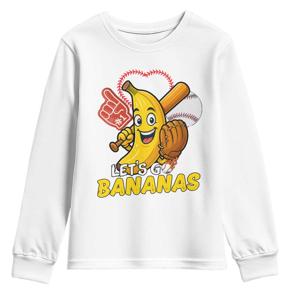 Funny Baseball Youth Sweatshirt Lets Go Bananas Fruit Sports Lover Gift TS12 White Print Your Wear
