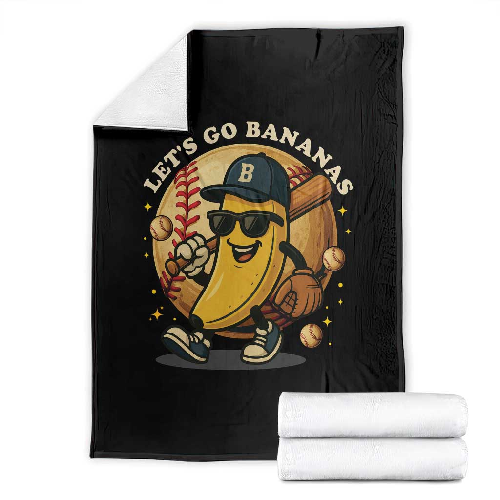 Funny Banana Baseball Throw Blanket Sports Humor Banana Baseball TS12 Black Print Your Wear