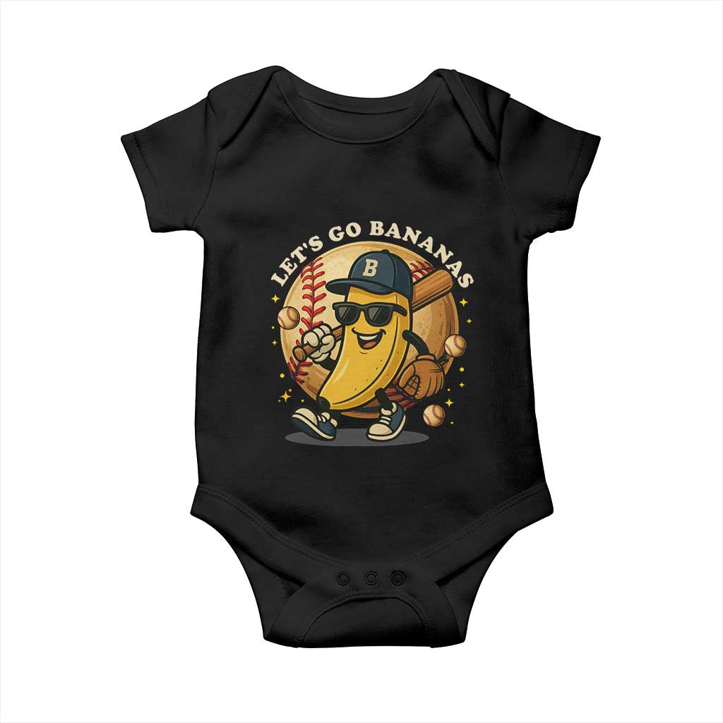 Funny Banana Baseball Baby Onesie Sports Humor Banana Baseball TS12 Black Print Your Wear