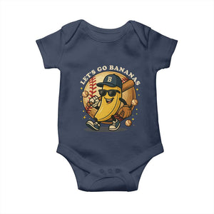 Funny Banana Baseball Baby Onesie Sports Humor Banana Baseball TS12 Navy Print Your Wear