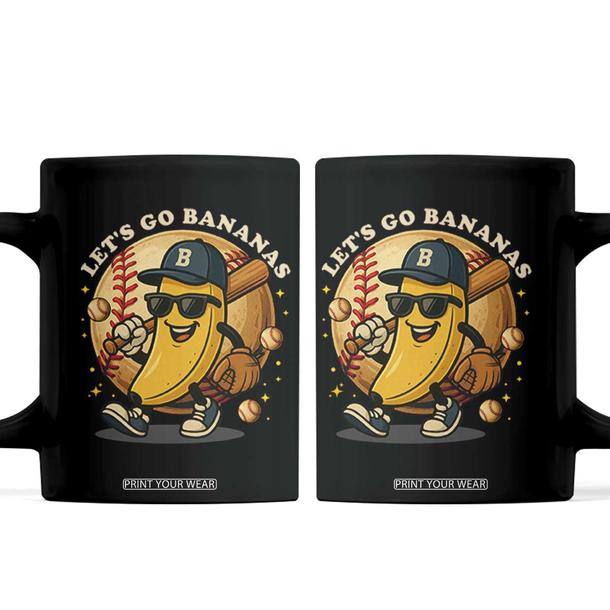 Funny Banana Baseball Coffee Mug Sports Humor Banana Baseball TS12 Black Print Your Wear