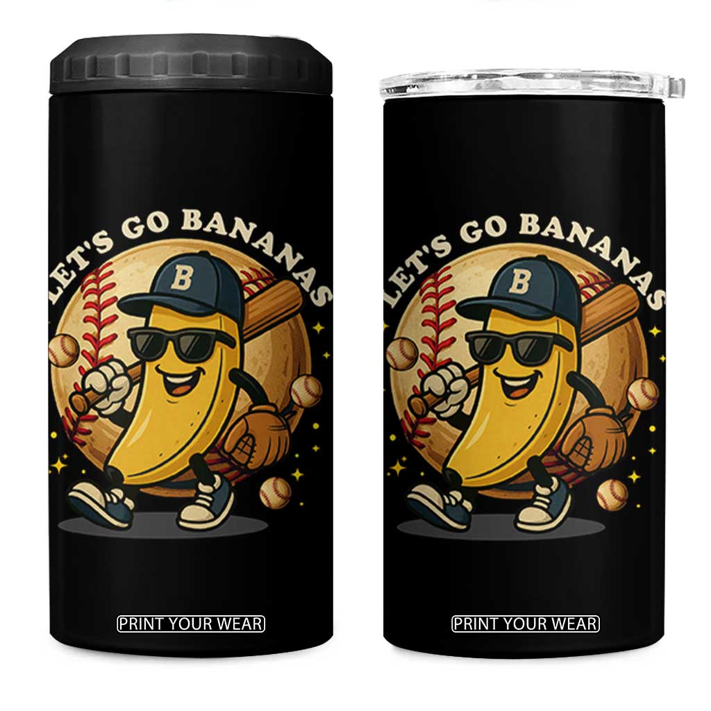 Funny Banana Baseball 4 in 1 Can Cooler Tumbler Sports Humor Banana Baseball TS12 One Size: 16 oz Black Print Your Wear