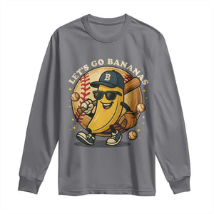 Funny Banana Baseball Long Sleeve Shirt Sports Humor Banana Baseball TS12 Charcoal Print Your Wear