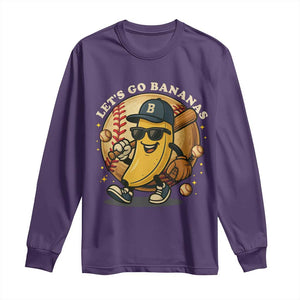 Funny Banana Baseball Long Sleeve Shirt Sports Humor Banana Baseball TS12 Purple Print Your Wear