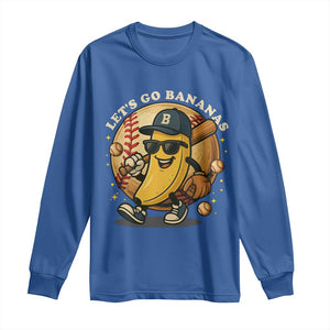 Funny Banana Baseball Long Sleeve Shirt Sports Humor Banana Baseball TS12 Royal Blue Print Your Wear