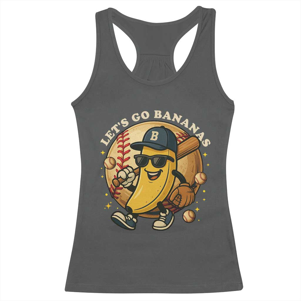 Funny Banana Baseball Racerback Tank Top Sports Humor Banana Baseball TS12 Dark Heather Print Your Wear