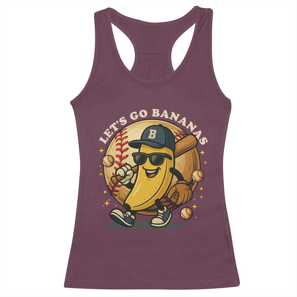 Funny Banana Baseball Racerback Tank Top Sports Humor Banana Baseball TS12 Maroon Print Your Wear