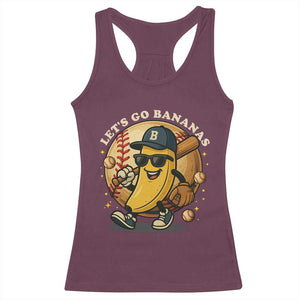 Funny Banana Baseball Racerback Tank Top Sports Humor Banana Baseball TS12 Maroon Print Your Wear