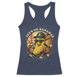 Funny Banana Baseball Racerback Tank Top Sports Humor Banana Baseball TS12 Navy Print Your Wear