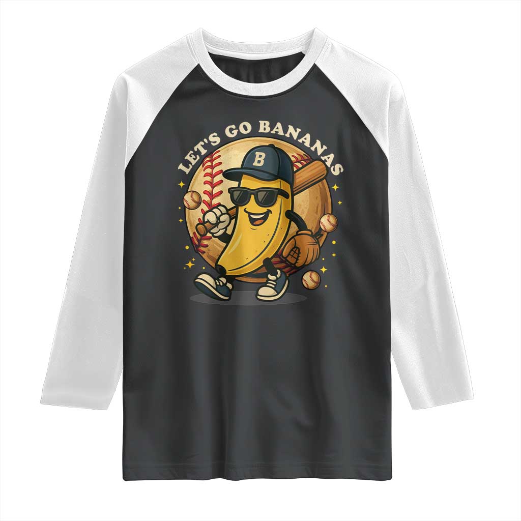 Funny Banana Baseball Raglan Shirt Sports Humor Banana Baseball TS12 Black White Print Your Wear
