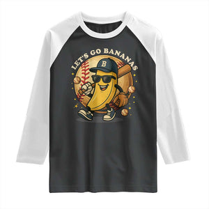 Funny Banana Baseball Raglan Shirt Sports Humor Banana Baseball TS12 Black White Print Your Wear