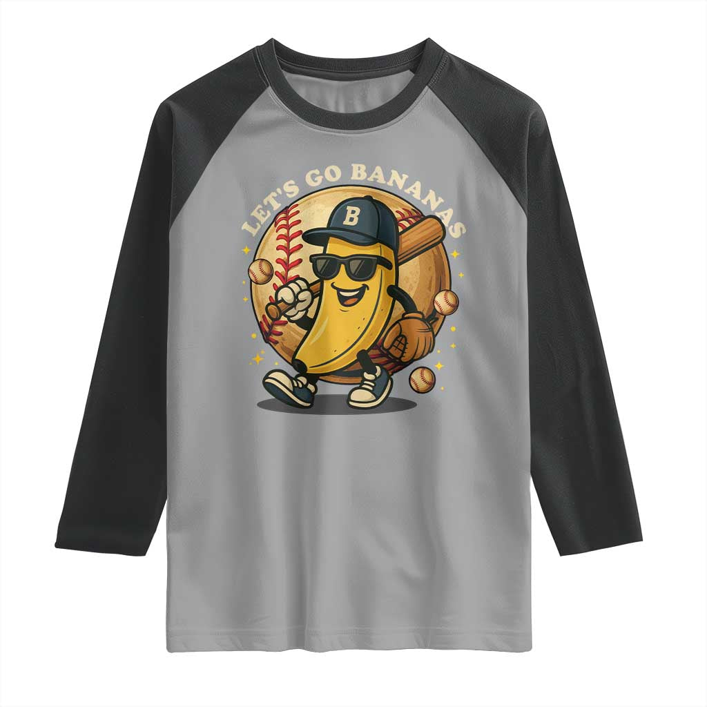 Funny Banana Baseball Raglan Shirt Sports Humor Banana Baseball TS12 Sport Gray Black Print Your Wear