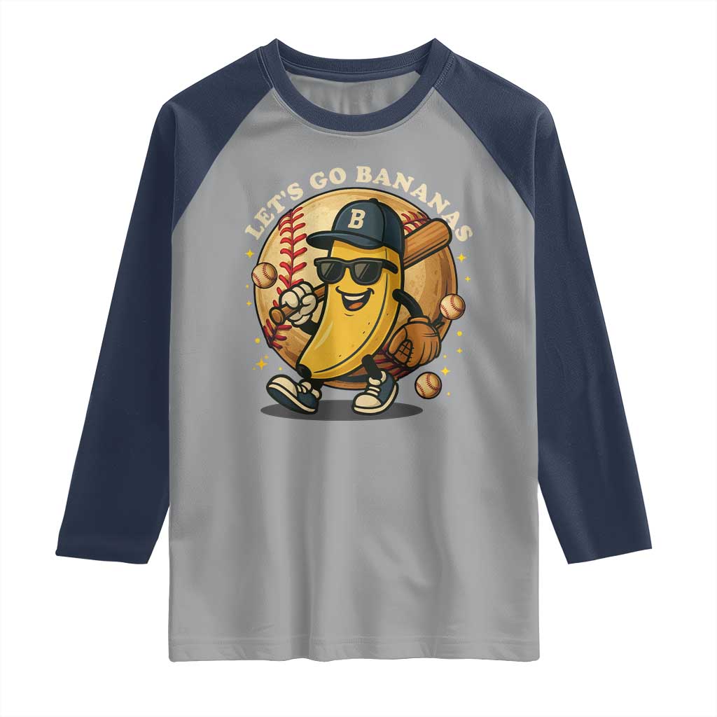 Funny Banana Baseball Raglan Shirt Sports Humor Banana Baseball TS12 Sport Gray Navy Print Your Wear