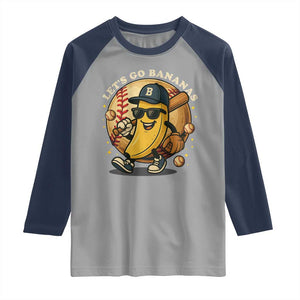 Funny Banana Baseball Raglan Shirt Sports Humor Banana Baseball TS12 Sport Gray Navy Print Your Wear