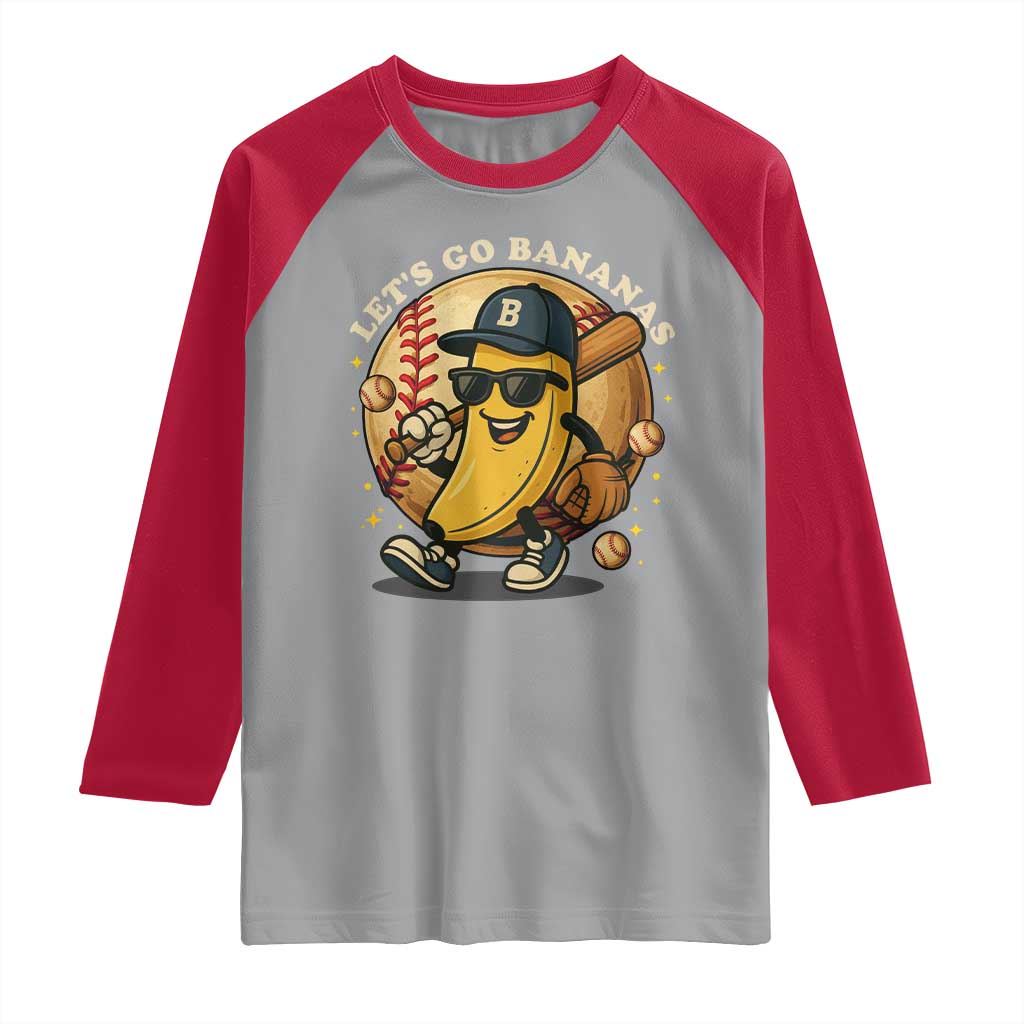 Funny Banana Baseball Raglan Shirt Sports Humor Banana Baseball TS12 Sport Gray Red Print Your Wear