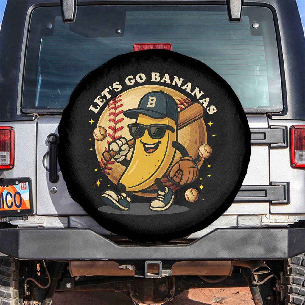 Funny Banana Baseball Spare Tire Cover Sports Humor Banana Baseball TS12 No hole Black Print Your Wear