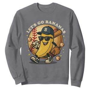 Funny Banana Baseball Sweatshirt Sports Humor Banana Baseball TS12 Charcoal Print Your Wear