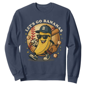 Funny Banana Baseball Sweatshirt Sports Humor Banana Baseball TS12 Navy Print Your Wear