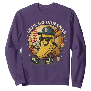 Funny Banana Baseball Sweatshirt Sports Humor Banana Baseball TS12 Purple Print Your Wear