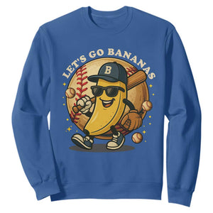 Funny Banana Baseball Sweatshirt Sports Humor Banana Baseball TS12 Royal Blue Print Your Wear