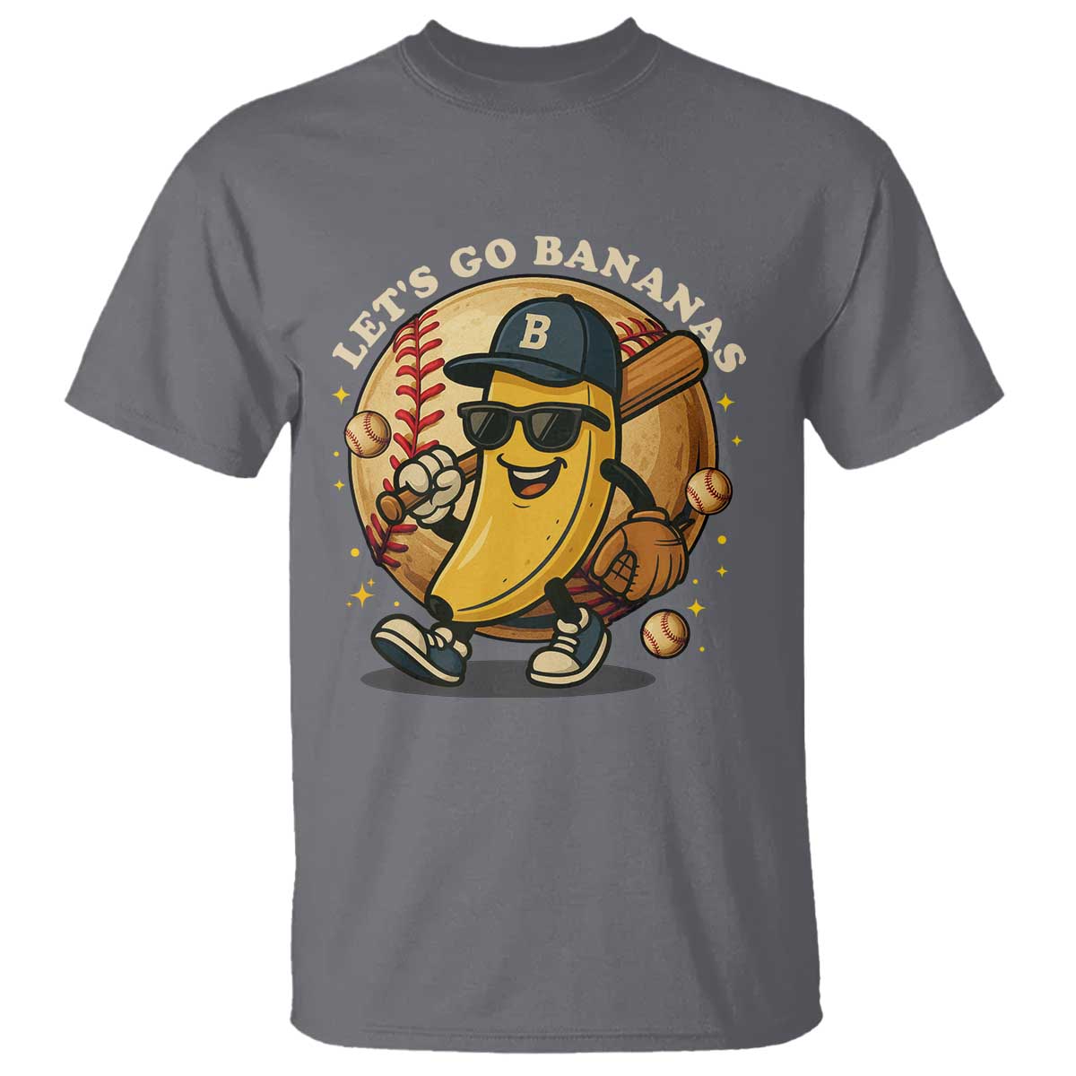 Funny Banana Baseball T Shirt Sports Humor Banana Baseball TS12 Charcoal Print Your Wear