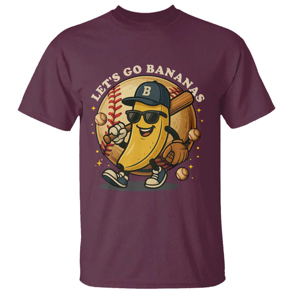 Funny Banana Baseball T Shirt Sports Humor Banana Baseball TS12 Maroon Print Your Wear