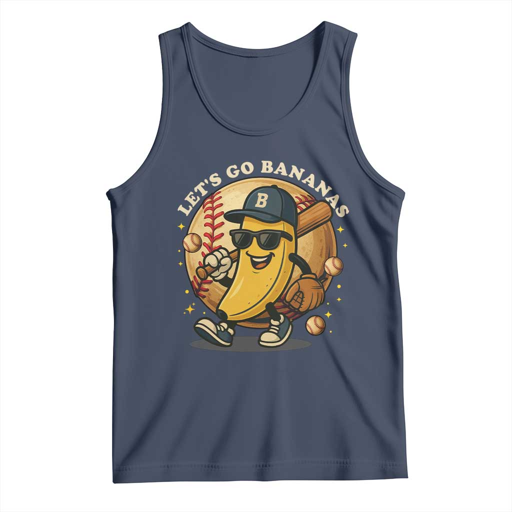 Funny Banana Baseball Tank Top Sports Humor Banana Baseball TS12 Navy Print Your Wear