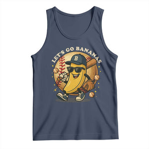 Funny Banana Baseball Tank Top Sports Humor Banana Baseball TS12 Navy Print Your Wear