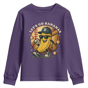 Funny Banana Baseball Youth Sweatshirt Sports Humor Banana Baseball TS12 Purple Print Your Wear