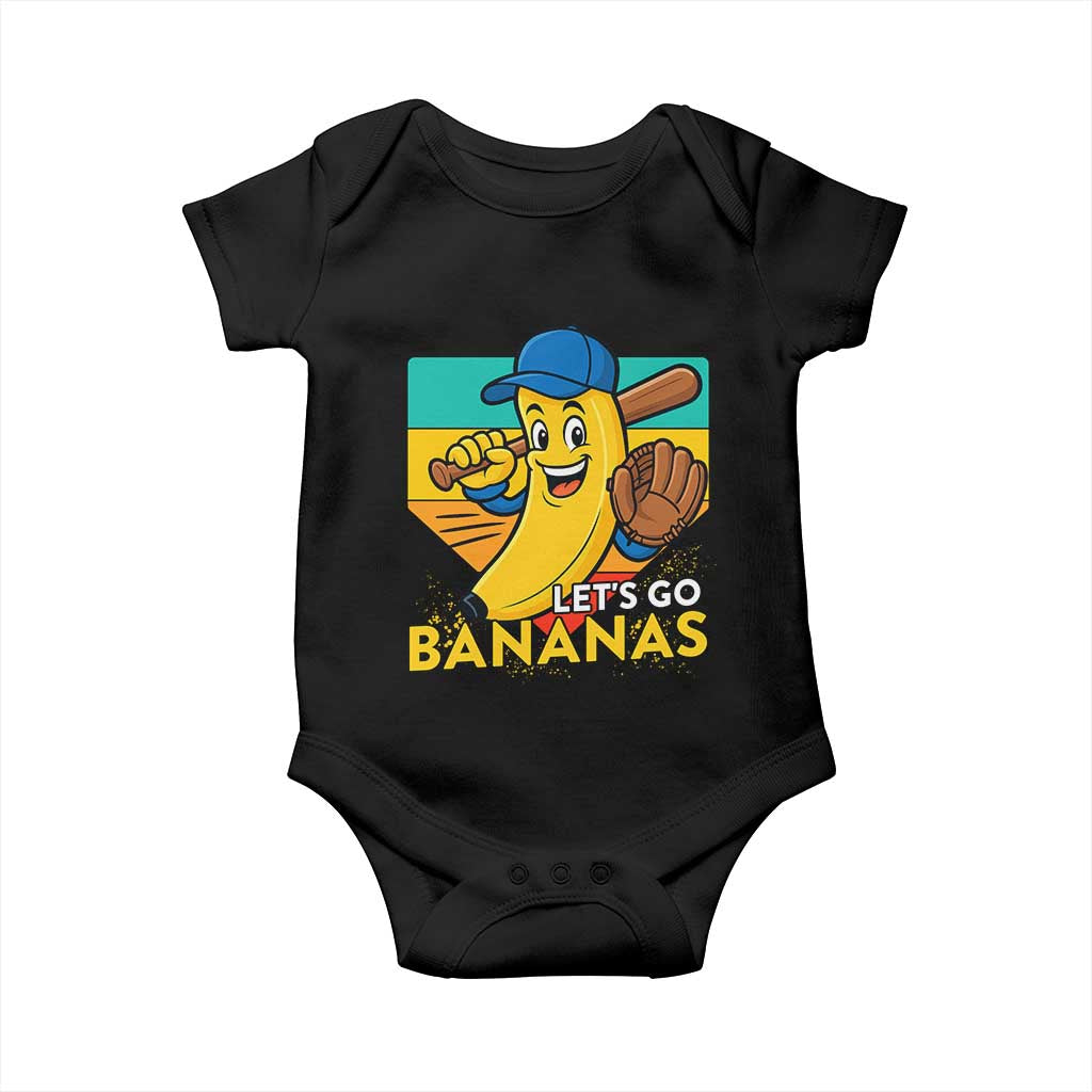 Lets Go Bananas Baby Onesie Funny Banana Baseball Fruit Sports Gift TS12 Black Print Your Wear
