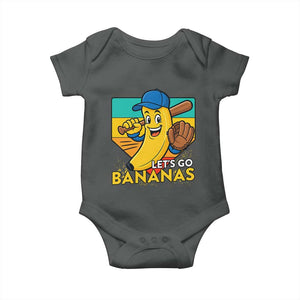 Lets Go Bananas Baby Onesie Funny Banana Baseball Fruit Sports Gift TS12 Dark Heather Print Your Wear