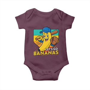 Lets Go Bananas Baby Onesie Funny Banana Baseball Fruit Sports Gift TS12 Maroon Print Your Wear
