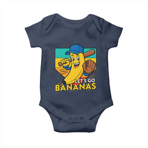 Lets Go Bananas Baby Onesie Funny Banana Baseball Fruit Sports Gift TS12 Navy Print Your Wear