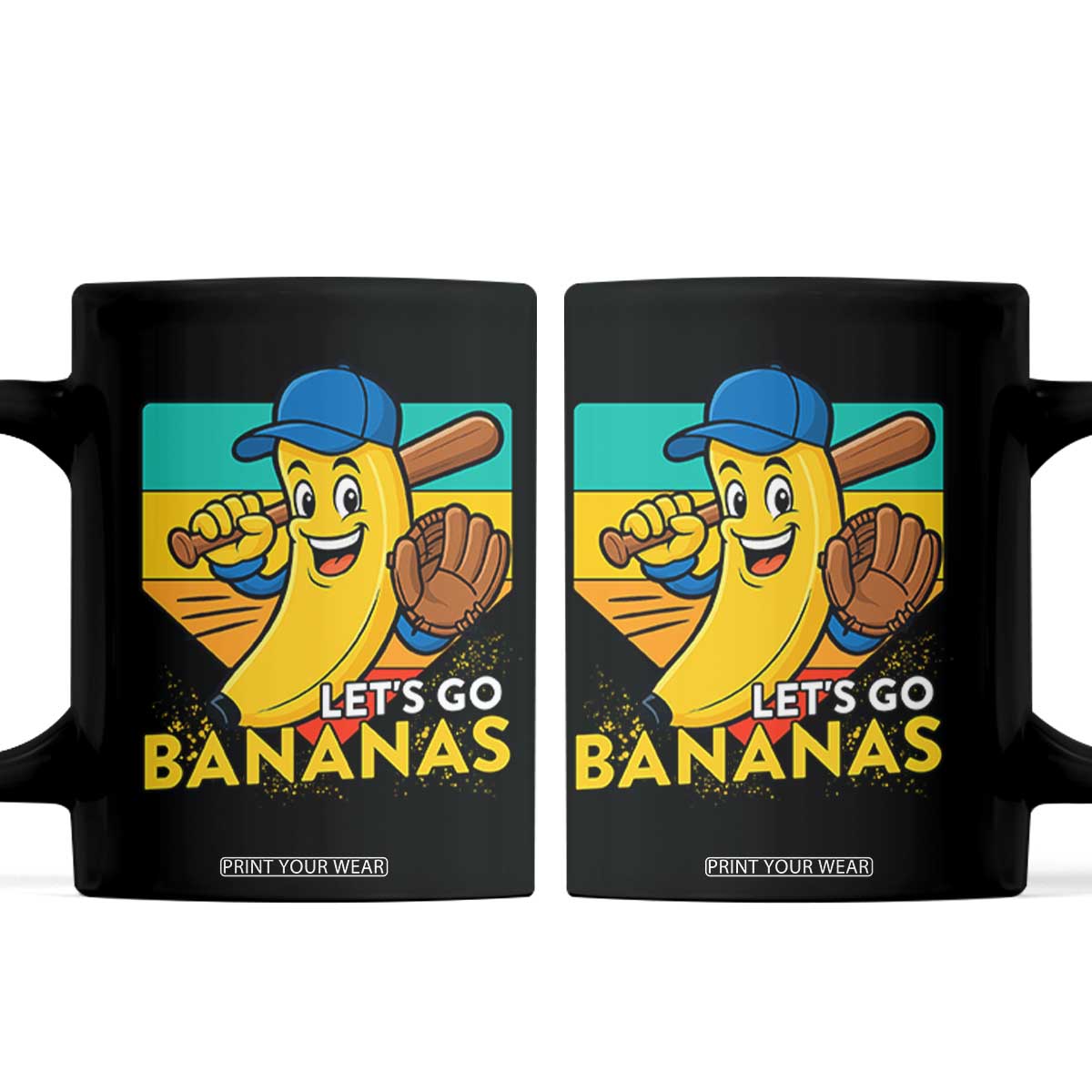 Lets Go Bananas Coffee Mug Funny Banana Baseball Fruit Sports Gift TS12 Black Print Your Wear