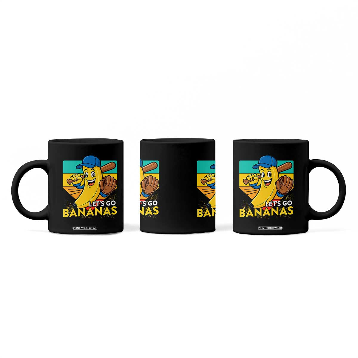 Lets Go Bananas Coffee Mug Funny Banana Baseball Fruit Sports Gift TS12 Print Your Wear