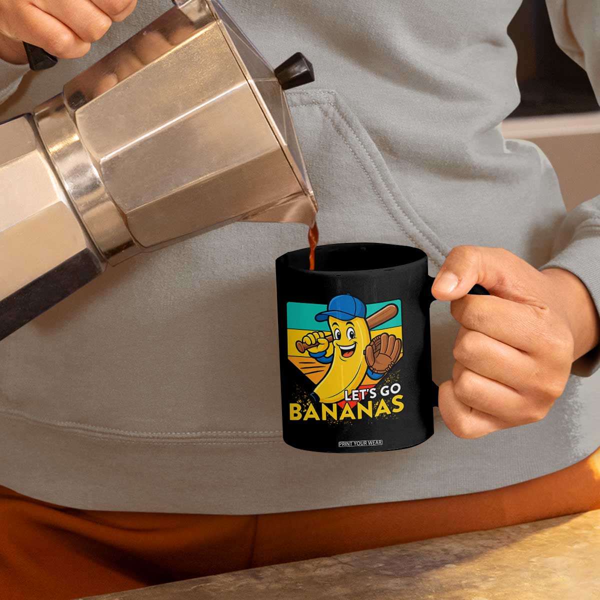 Lets Go Bananas Coffee Mug Funny Banana Baseball Fruit Sports Gift TS12 Print Your Wear