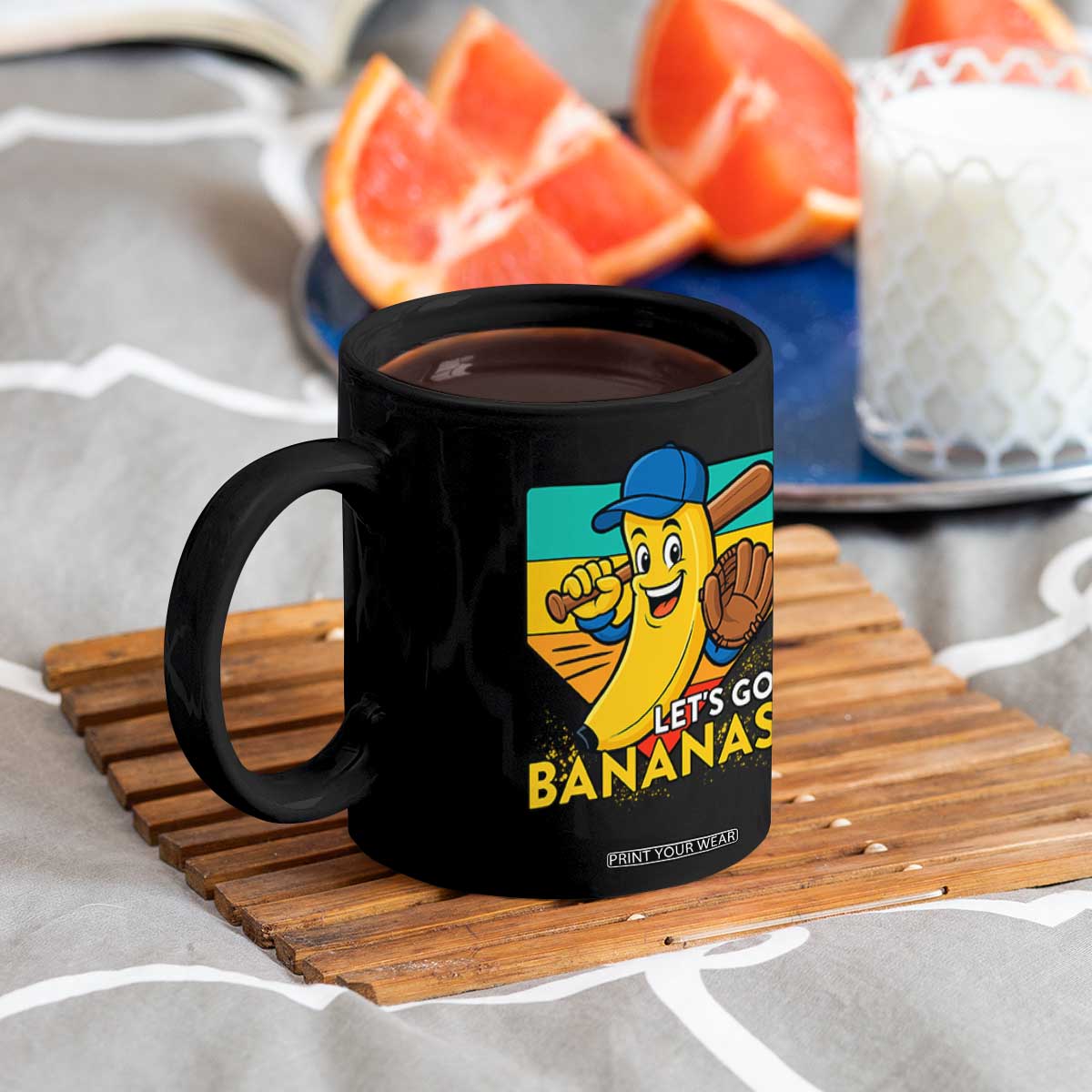 Lets Go Bananas Coffee Mug Funny Banana Baseball Fruit Sports Gift TS12 Print Your Wear