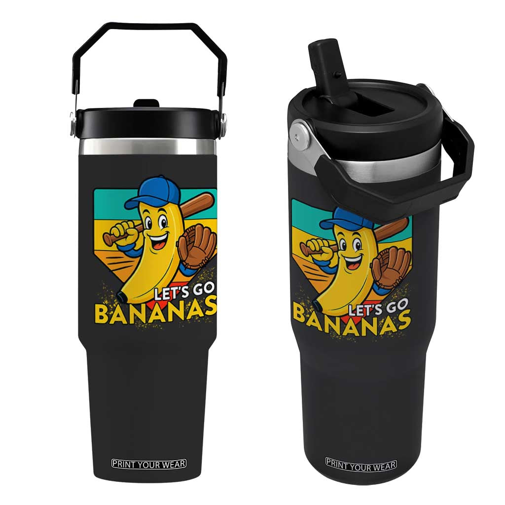 Lets Go Bananas Flip Straw Tumbler Funny Banana Baseball Fruit Sports Gift TS12 One Size: 30 oz Black Print Your Wear