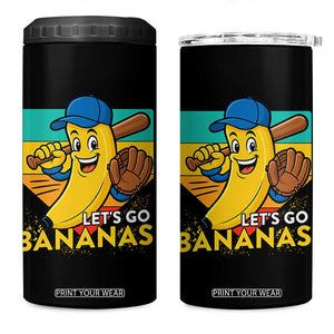 Lets Go Bananas 4 in 1 Can Cooler Tumbler Funny Banana Baseball Fruit Sports Gift TS12 One Size: 16 oz Black Print Your Wear