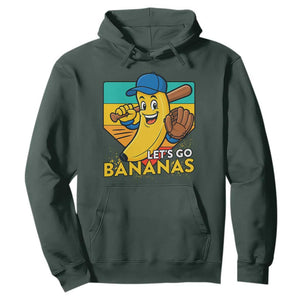 Lets Go Bananas Hoodie Funny Banana Baseball Fruit Sports Gift TS12 Dark Forest Green Print Your Wear